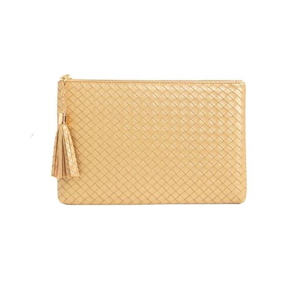 NWT! Virginia Wolf Mimi Metallic Gold Woven Clutch - Picture 8 of 11